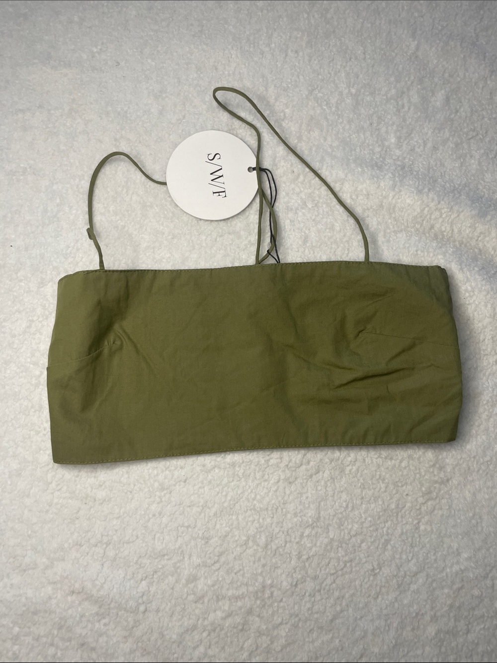 NWT SWF Olive Green Strapless Bandeau Top with Thin Straps